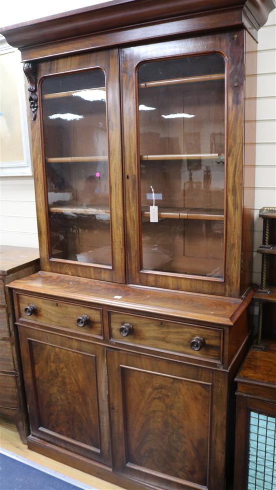 A Victorian mahogany glazed bookcase width 124cm